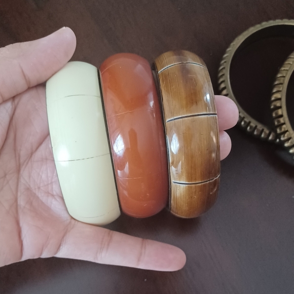 Multi Color Seed Beaded Hoop Earrings & Ethiopian Mixed bracelets Set - Picture 4 of 9